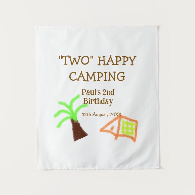 Tenture Deux enfants heureux de camper dans un arbre pour  (Devant)