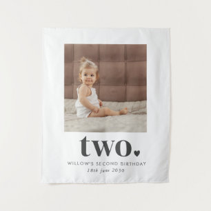 Tenture Deux Heart Square Photo 2e Anniversaire