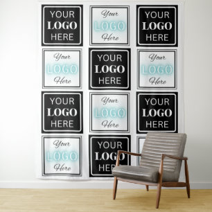 Tenture Deux Logos Événement Blanc Simple