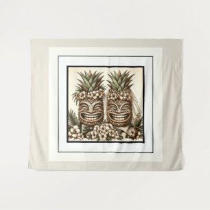 Tenture Deux mariés Tête de Tiki d'ananas gay Mariage Rétr