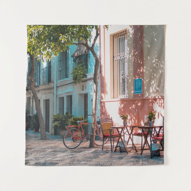 Tenture Deux tables marron dehors (Devant)