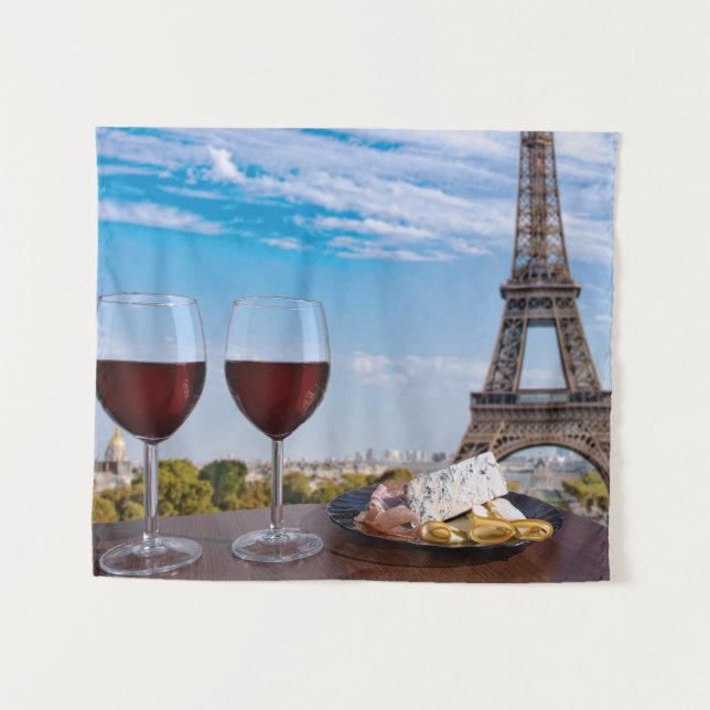 Tenture Deux verres de vin en café à Paris (Devant (Horizontal))