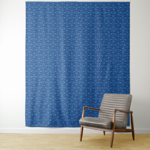 Tenture Diamants entrelacés : motif géométrique bleu foncé