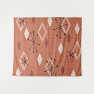 Tenture Diamants modernes du milieu du siècle Orange