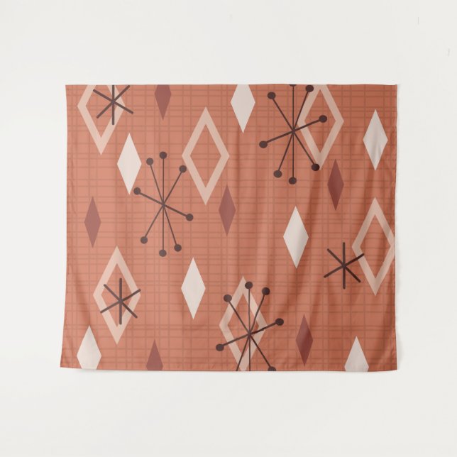 Tenture Diamants modernes du milieu du siècle Orange (Devant (Horizontal))