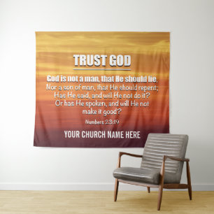 Tenture DIEU N'EST PAS UN HOMME Église Confiance en Dieu