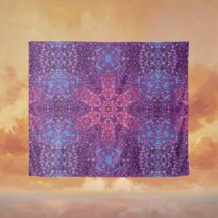 Tenture Digital Mandala rose violet et bleu
