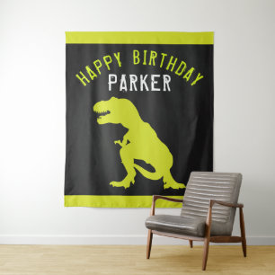 Tenture Dinosaur Joyeux Anniversaire Personnalisé