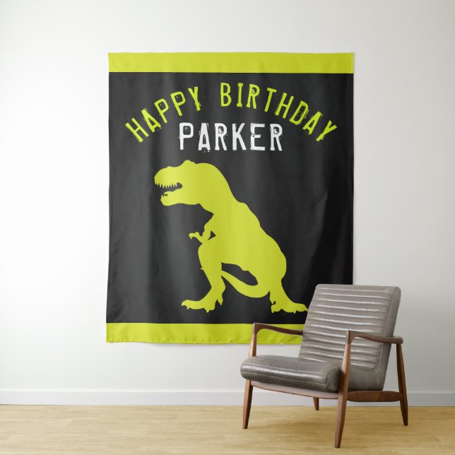 Tenture Dinosaur Joyeux Anniversaire Personnalisé (En situation)
