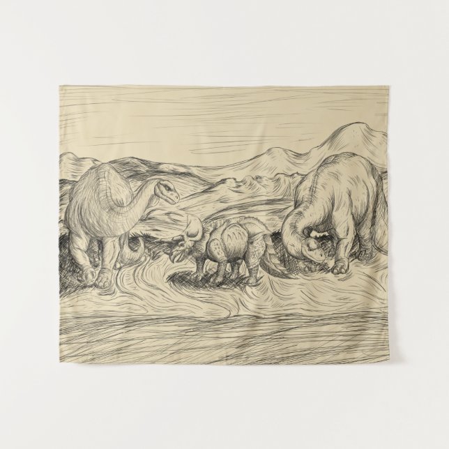 Tenture Dinosaures classiques (Devant (Horizontal))