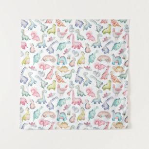 Tenture Dinosaures mignons, motif d'aquarelle pour enfants