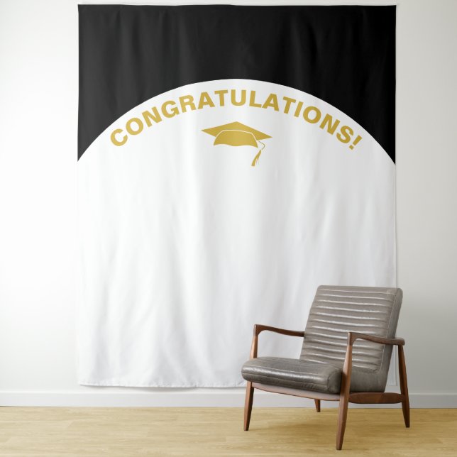 Tenture Diplômé élégant noir or (En situation)