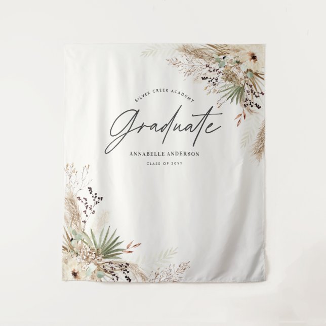 Tenture Diplômé favor pampas eucalyptus élégant moderne (Devant)