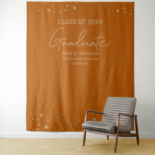 Tenture Diplôme moderne de fin d'études Orange Or diplômé (En situation)