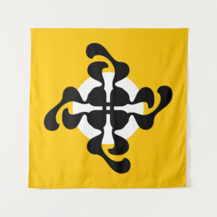 Tenture Double foncé Q en miroir jaune moderne noir