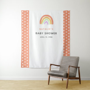 Tenture Douce Baby Shower Arc-en-Ciel personnalisé Fond Sa