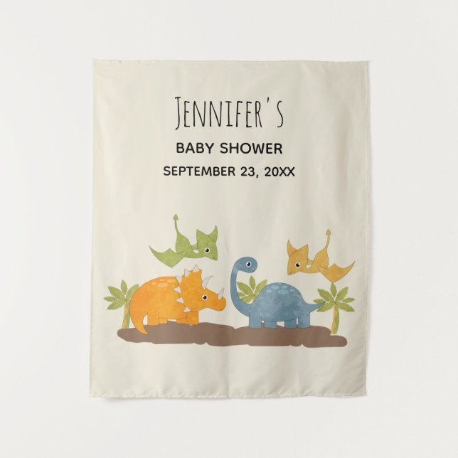 Tenture Douce Fête de Bébé Dinosaures Préhistoriques (Devant)