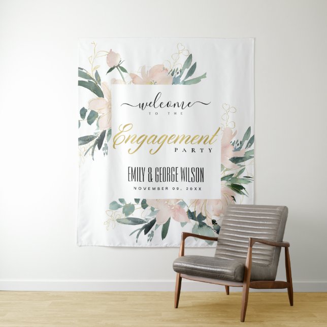 TENTURE DOUCE FLEUR ROSE A L'AQUARELLE POUR LE BIENVENUE D (En situation)