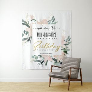 TENTURE DOUCE ROSE OR FLORAL BIENVENUE ANNIVERSAIRE TOUTE