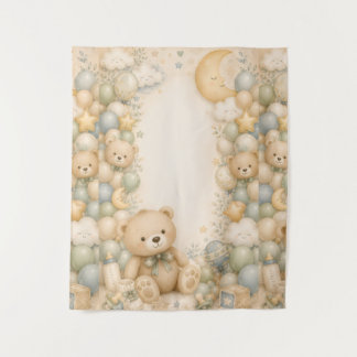 Tenture Douce toile de fond pour Baby Shower Ourson | Genr