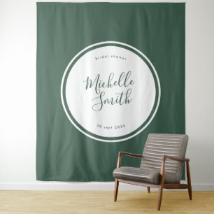 Tenture Douche Moderne Cercle Uni Émeraude Bohème Verte