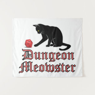 Tenture Doungeon Meowster Drôle RPG Chat avec dés