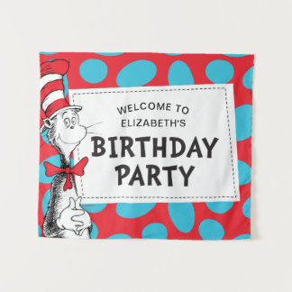 Tenture Dr. Seuss | Fête d'anniversaire du Chat dans le Ch