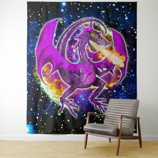 Tenture Dragon cosmique de Tourmaline (En situation)