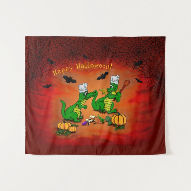Tenture Dragons - Joyeux Halloween ! Aujourd'hui je vais c (Devant (Horizontal))