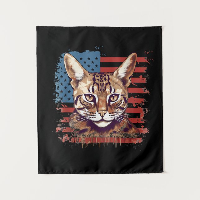 Tenture Drapeau américain 4 juillet Savannah Chat (Devant)