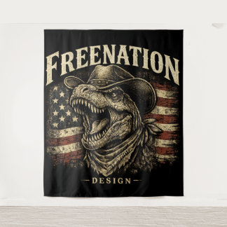 Tenture Drapeau américain Cowboy T-Rex vintage