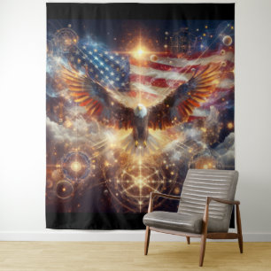 Tenture Drapeau américain - Étoiles et rayures - Aigle cha