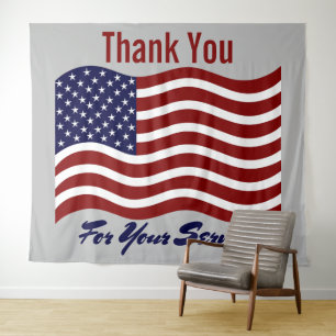 Tenture Drapeau américain Merci aux vétérans Photo Toile d