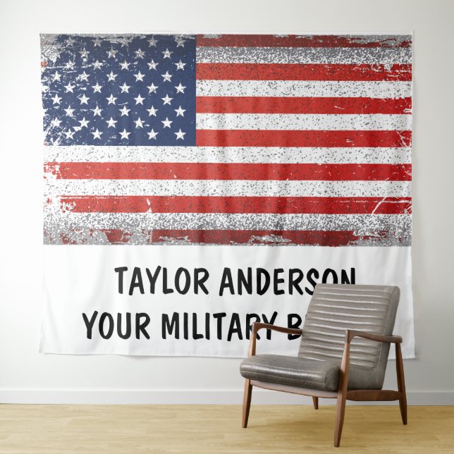 Tenture Drapeau américain patriotique personnalisé (En situation (horizontale))