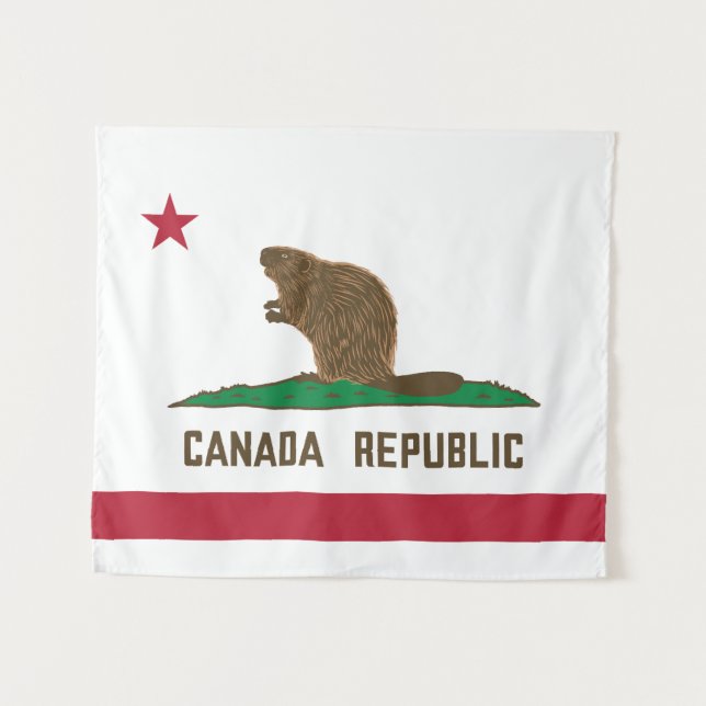 Tenture Drapeau Beaver Canada Republic California (Devant (Horizontal))