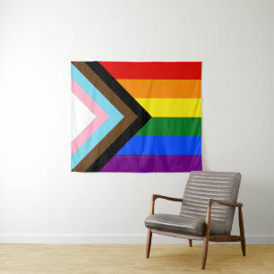 Tenture Drapeau de fierté Progress Pride de SlipperyJoe si
