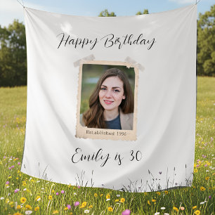 Tenture Drapeau de nom et de photo d'anniversaire personna