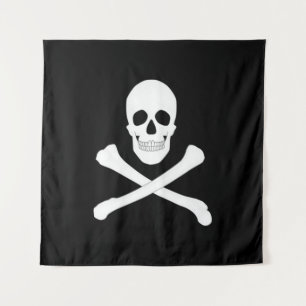 Tenture Drapeau de pirate (crâne et os croisés) (Jolly rog