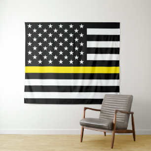 Tenture Drapeau des répartiteurs de la ligne jaune fine