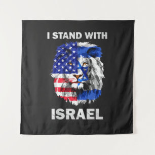 Tenture Drapeau d'Israël et des États-Unis Lion _ Je suis