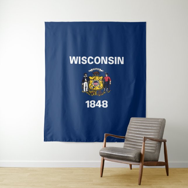 Tenture Drapeau du Wisconsin (En situation)