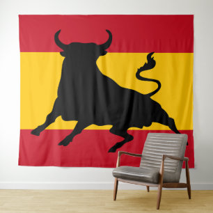 Tenture Drapeau espagnol avec taureau