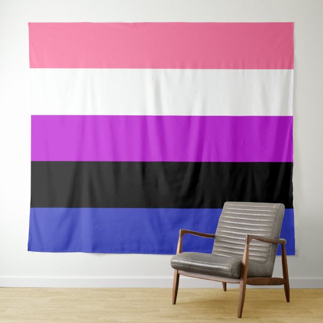 Tenture Drapeau Genderfluide extra grand LGBT (En situation (horizontale))