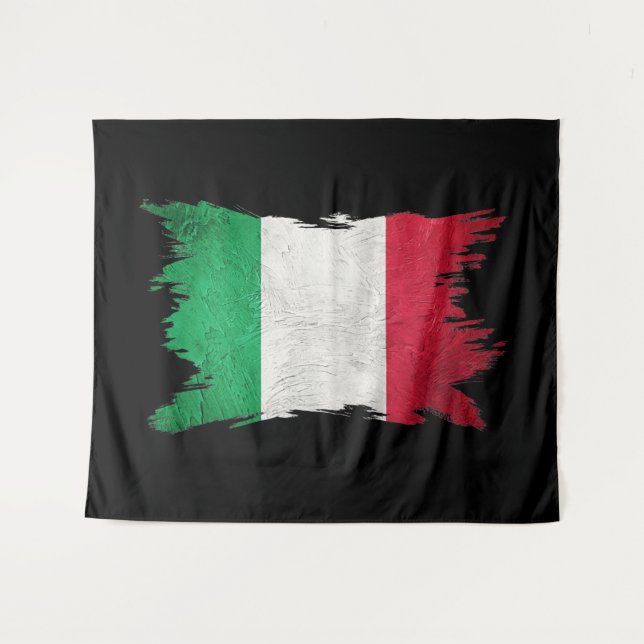 Tenture Drapeau Grunge Italie, Drapeau Italien, Dessin Bru (Devant (Horizontal))