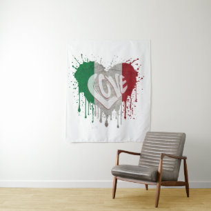 Tenture Drapeau Italie Amour