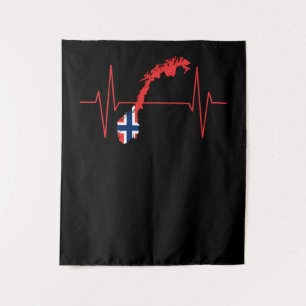 Tenture Drapeau norvégien Battement de coeur