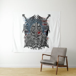 Tenture Drapeau Odin corbeaux et épées Viking Mythologie U