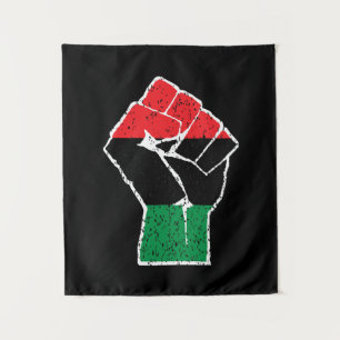 Tenture Drapeau panafricain Poing, histoire noire afro-amé