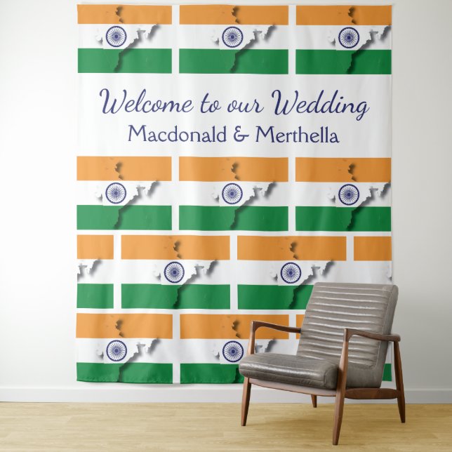 Tenture Drapeau personnalisé de l'Inde (En situation)