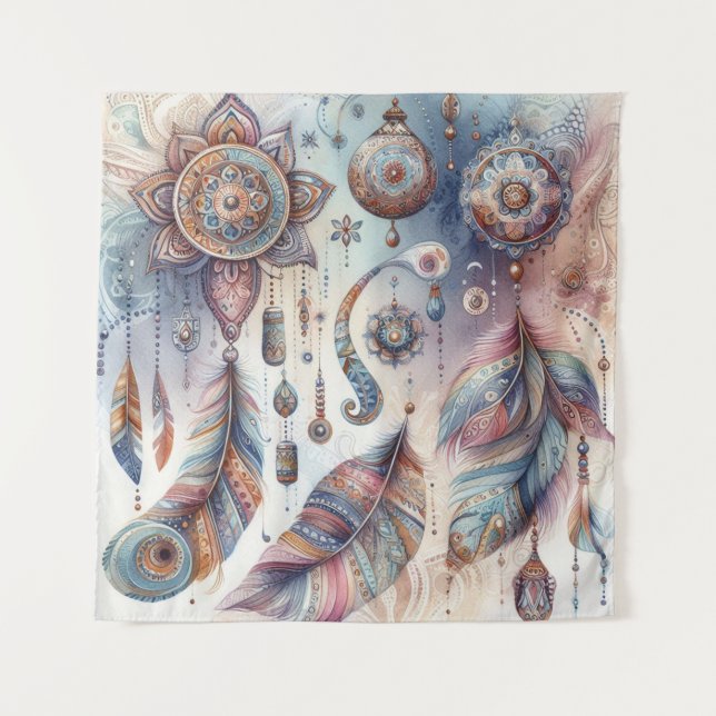 Tenture Dreamcatcher sur un thème bohème (Devant)